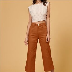 Whimsy + Row Wide Leg Cropped Pants in Rust